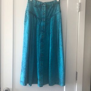 Sundance vintage denim maxi skirt.